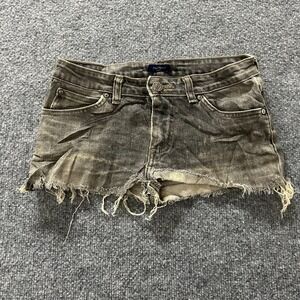 Something Shorts Womens Size 28 Black Distressed Raw Hem Low Rise Denim Micro